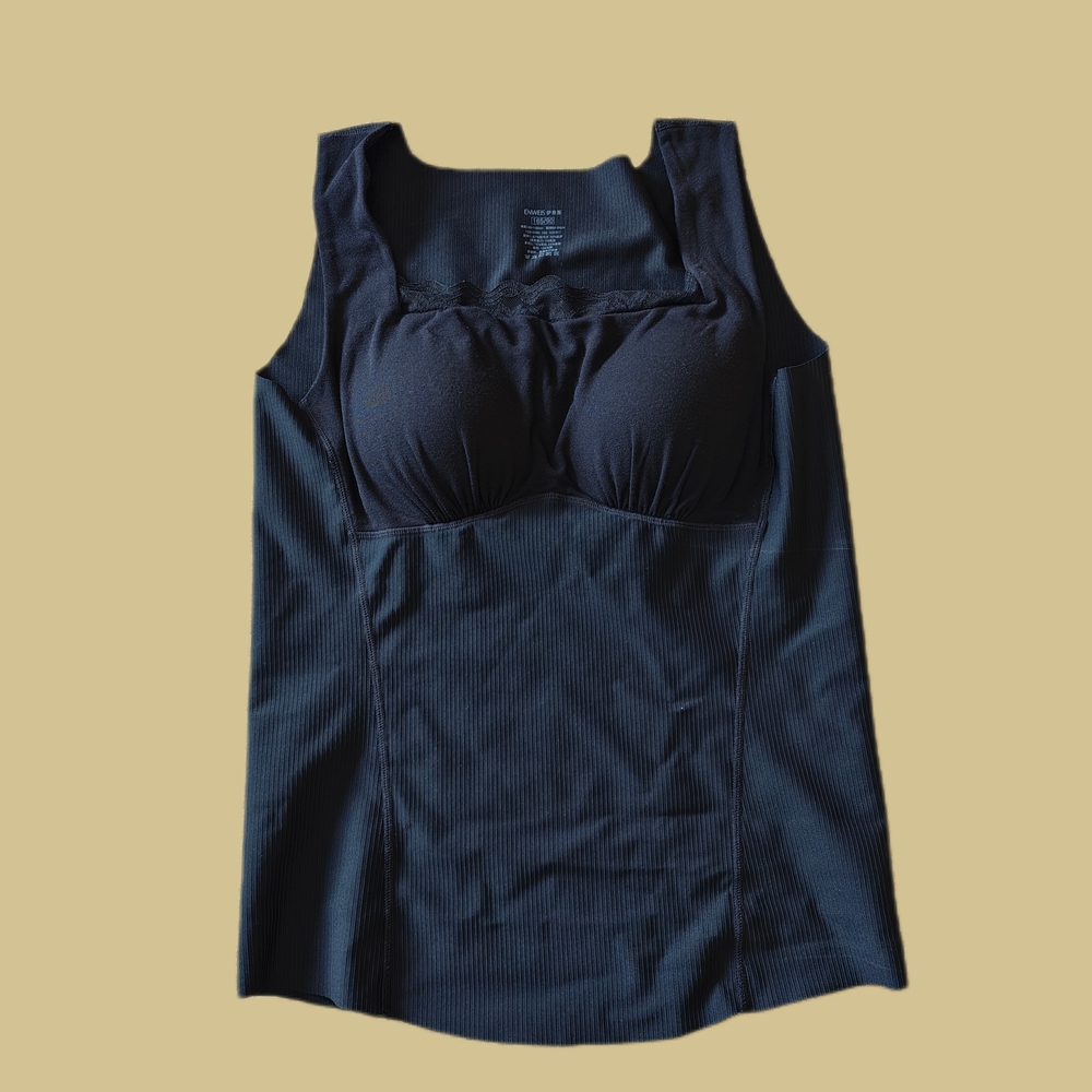 Seamless Black Shaping Tank with Built-In Bra